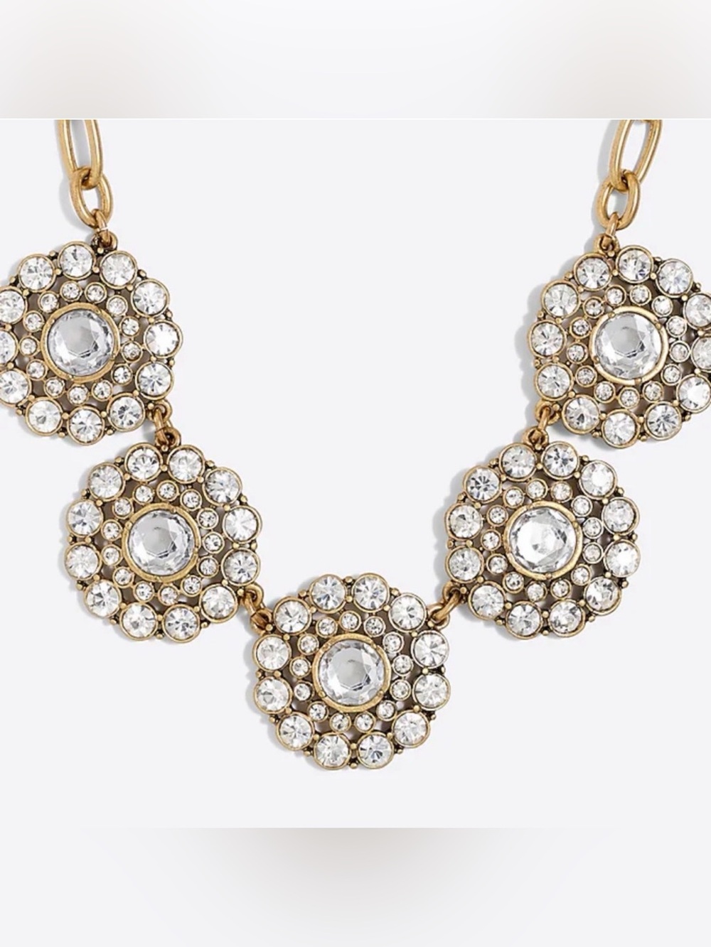 J. Crew Gold Floral Crystal Bib Necklace - Clear/Gold